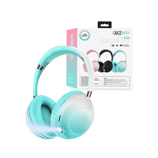 Auriculares Inalámbricos Estéreo HiFi AKZ-K61 con LED para Android iOS Verde Claro Auriculares Inalámbricos Estéreo HiFi AKZ-K61 con LED para Android iOS Verde Claro
